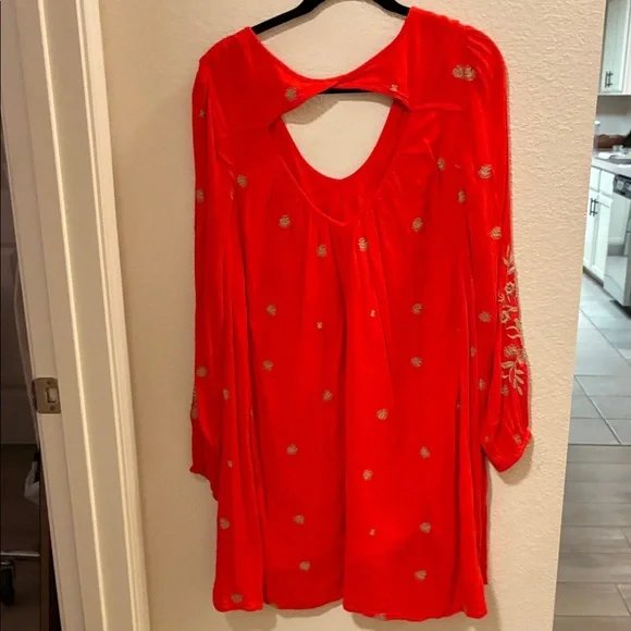 Free People Red Floral Casual Dress - Picture 4 of 5